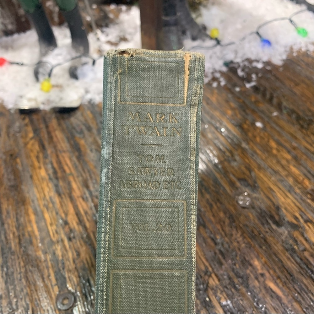 Mark Twain Abroad Etc Hardcover Book Antique Collectible Vol 20 Green